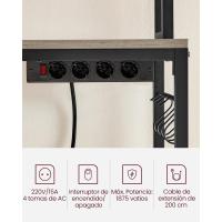 Estantería para Panadería con Toma de Corriente, Soporte de Microondas, Estantería de Cocina, Alambre de Metal, 14 Ganchos, 40 x 80 x 170 cm, Marrón Rústico y Negro - details 58