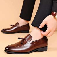 Zapatos de cuero rellenos de pus informales de negocios formales para hombres de estilo diseñador, zapatos de fiesta de boda - details 5