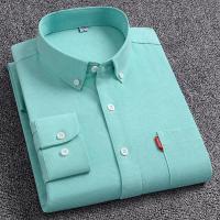 Camisas Oxford de manga larga para hombre, 100% algodón, Color sólido, cuello vuelto, ajuste Regular, ropa diaria para hombre, camisas de fácil cuidado para hombre - details 6