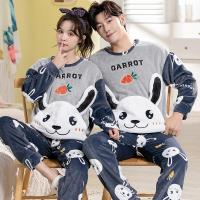 Conjunto de pijama de felpa de franela cálida para hombre y mujer, ropa de dormir de manga larga con cuello redondo, dibujos animados dulces, 32 estilos, Invierno - details 4