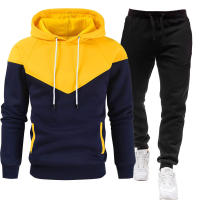 Sudadera deportiva de dos colores para hombre, traje ajustado con costuras de color contrastante, moda de ocio, 2024 - details 18