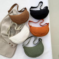 Bolso Cruzado Semi-Luna Bolso de Hombro de Pana Casual para Mujeres Bolso de Mano de Viaje de Color Sólido - details 21
