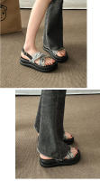 Sandalias romanas negras de suela gruesa que aumentan la altura para mujeres, uso en verano al aire libre con vestido2024Nuevas Sandalias de Playa Estilo - details 9