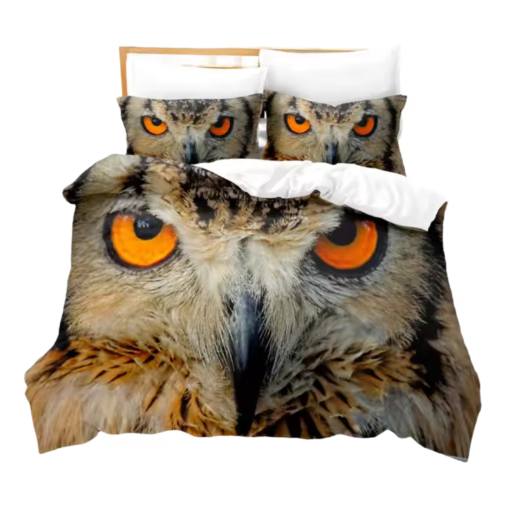 Juego de Funda de Edredón de Búho Cubrecolchón de Microfibra Tamaño para Cama Doble - 1