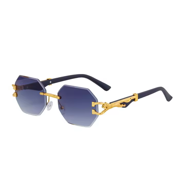 Gafas de sol sin marco para hombre, lentes de sol con imitación de madera y leopardo, con patas, gafas especiales para conducir, gafas de sol para hombre - 1