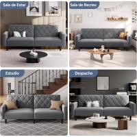 Sofá Plegable Moderno 2 Plazas 159x75.5x73 cm Respaldos Ajustables en 3 Niveles Tela Verde - details 14