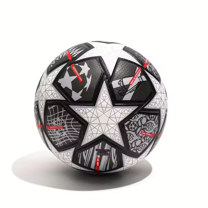 Pelota De Fútbol De Cuero PU, Balón De Fútbol Para Entrenamiento Y Competición, Con Aguja Y Balón rojo, 1 unidad - 1