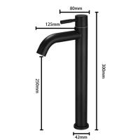 Grifo de fregadero de agua fría individual de acero inoxidable 304, grifos de lavabo montados en cubierta, accesorios de baño, negro - details 1