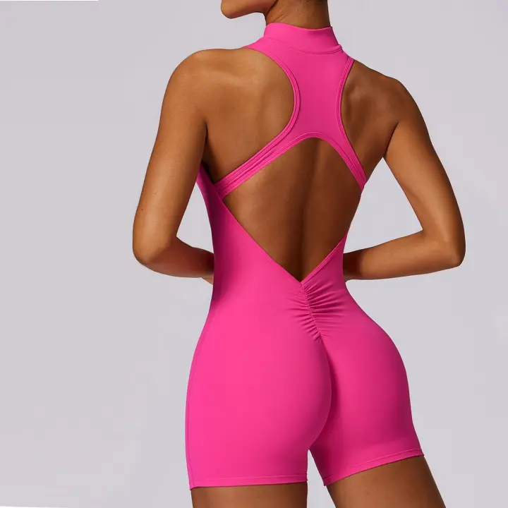Mono de Yoga Sin Mangas con Almohadilla Kailuoka para Mujer Rompers Deportivos de Gimnasio Fitness Cortos con Talleres Material de Nylon - 1