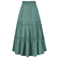 SD Maxi faldas largas para mujer, falda acampanada de línea a con cintura elástica y bolsillos, renacentista, verano, A30 - details 2