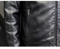 Chaqueta de cuero multicolor Retro para hombre, chaqueta de cuero cálida a prueba de viento con cuello de piel sintética de invierno para hombre - details 14