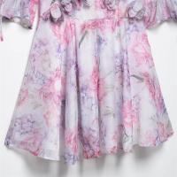 Elegante Vestido A-Línea Suelto con Manga Abullonada Cuello en V Material de Poliéster - details 3