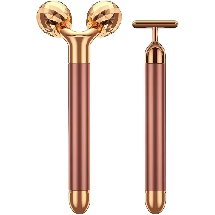 Masajeador Facial de Pulso Dorado 24k Rodillo 3D Eléctrico para Belleza Equipo de Equipo de Belleza - 1