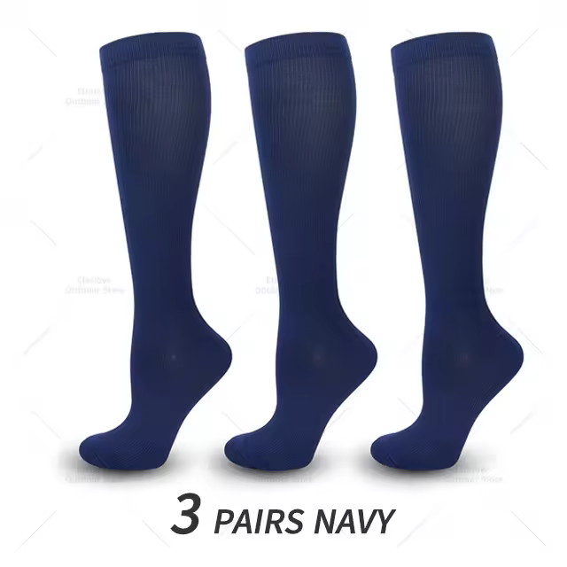 Calcetines de compresión hasta la rodilla para hombre y mujer, medias largas atléticas, 15-20 mmHg, para ciclismo, correr, enfermeras, recuperación médica, 3 pares - 1