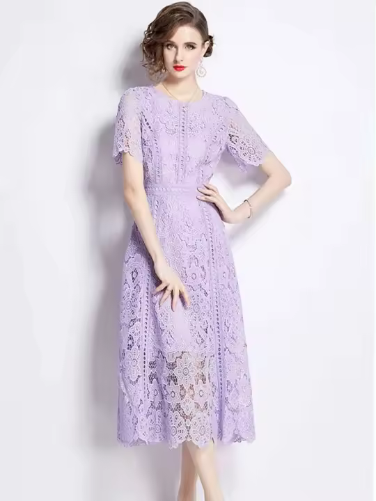 Elegante Vestido de Verano de Encaje Vintage JAMERARY Manga Corta, Espalda Elegante, Moda para Mujeres - 1
