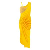 Vestido de noche con cuentas para mujer, abertura plisada, un solo hombro, europeo y americano, a la moda - details 8