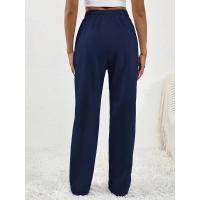 Pantalones deportivos de pierna ancha para mujer con cintura, pantalones rectos grises para, elástico cómodo - details 13
