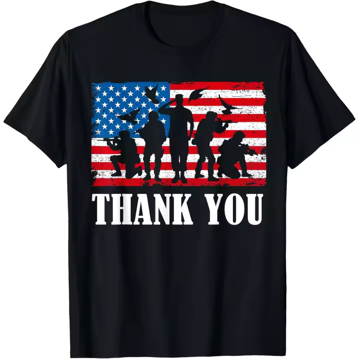 ¡Gracias! Camiseta militar partotica del Día de los Veteranos y del Día de los Caídos para hombre - 1