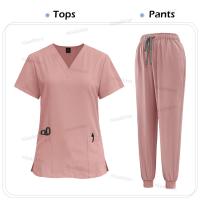 Exfoliante médico, bata quirúrgica de enfermería, exfoliante elástico de alta calidad, uniforme de color sólido para atención médica, ropa de trabajo al por mayor, unisex - details 8