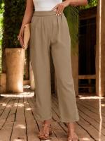 Pantalones de moda coreana para mujer de cintura alta, lisos, primavera-verano, nuevos - details 1