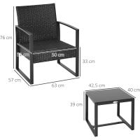 Conjunto de Mesa y Sillas de Jardín al Aire Libre Juego de 3 Piezas Sillas de Ratán - details 7