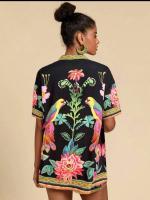 Conjunto de Verano para Mujer 2025 Blusa Estampada y Shorts Ajustados Moda Europea - details 11