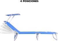 Silla de Playa Tumbona con Parasol Rebanable de 3 Posiciones Convertible en Cama Verde Aguamarina de Aluminio y Textileno Tamaño 190x58x25 cm - details 19