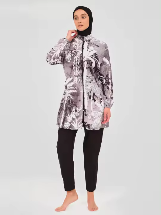 3 unids/set musulmán Burkini mujeres traje de baño impermeable largo traje de baño islámico traje de baño modesto (Top + pantalón + hijab) - 1
