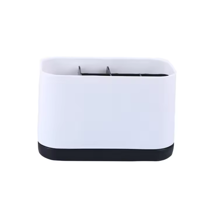 Estuche para cepillos de dientes con múltiples compartimentos, estante de almacenamiento para el baño de gran capacidad con orificio de drenaje, desmontable multifunción - 1