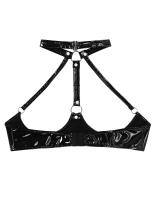 Sujetador Sexy de copas abiertas para mujer, sujetador con pezones expuestos, aspecto húmedo, charol, cuello Halter, Top con espalda al aire, lencería erótica, ropa de dormir - details 8