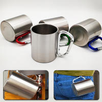 Taza portátil de acero inoxidable para acampar, taza con asa, mosquetón, escalada, mochilero, senderismo, 220Ml - details 1