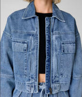 Chaqueta vaquera de estilo ropa de trabajo para mujer, traje corto adelgazante de cintura alta, holgado, 2025 - details 2