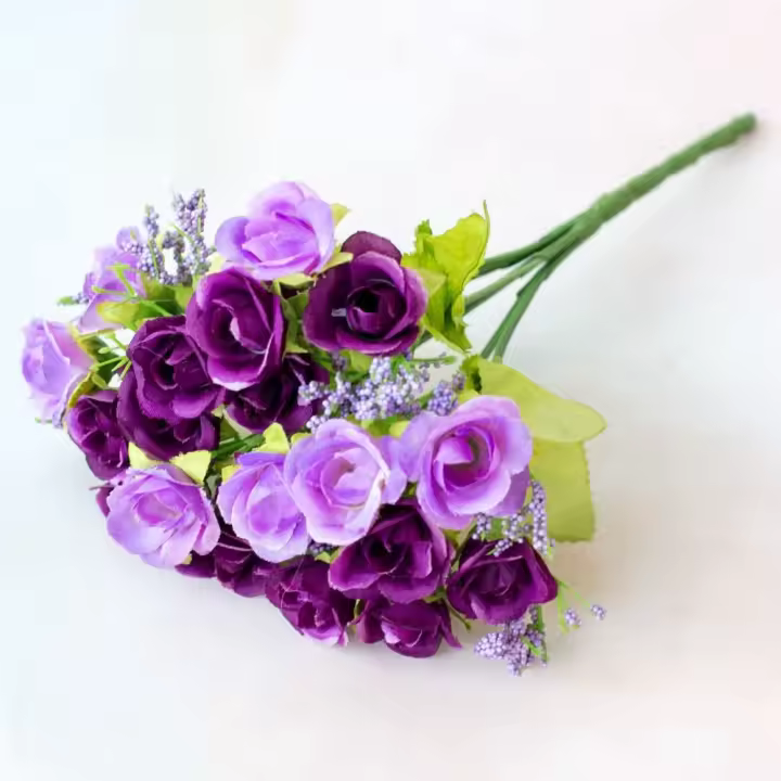 21 cabezas de simulación de flores rosas, elegantes diamantes de imitación artificiales de plástico, flores rosas, flores de seda románticas, rosas falsas - 1