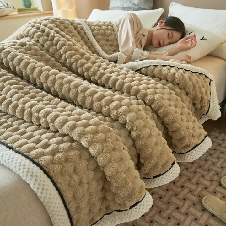 Manta cálida de terciopelo esponjoso para dormir, mantas suaves y cómodas de lana de Coral para la cama, manta gruesa cálida y acogedora para otoño e invierno, nueva - 1