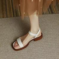 Sandalias de Mujer de Cuero Genuino Básico de Tacón Bajo Moda de Verano 2025 - details 4