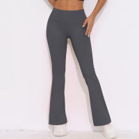 Mallas de Yoga a prueba de sentadillas para mujer, pantalones de Yoga de cintura alta, levantamiento de glúteos, pantalones de tiburón Micro acampanados, pantalones de Yoga ajustados de cintura alta - details 35