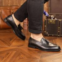 Zapatos de cuero de alta gama, mocasines casuales de negocios, talla extra grande para un pie - details 16