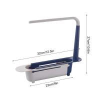 Organizador de grifo Telescc para fregadero de cocina, estante de almacenamiento ajustable para esponja, toalla y jabón - details 2