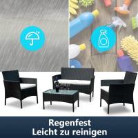 Muebles de Balcón Polirratán Juego de 7 Piezas con Sofá, Sillas Individuales, Mesa y Cojines de Asiento Conjunto de Exteriores para Jardín y Balcón (Negro) - details 5