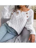 Suéter de punto con botones para mujer, Jersey holgado de manga larga, otoño, 2023 - details 8
