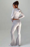 Conjunto de dos piezas de moda para mujer, Top con capucha, pantalones informales, ajustados, primavera - details 2