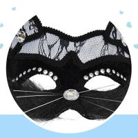 Máscara de bola de maquillaje veneciana, máscara de cara de gato de encaje negro, máscara de ojos para mascarada, tocado de Cosplay para fiesta de Navidad, máscara de lujo para Halloween - details 11