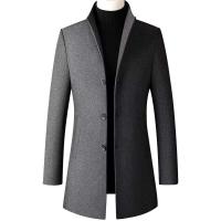 Chaqueta de hombre de color sólido de negocios de lana con un solo pecho y cuello levantado largo por debajo de la rodilla nuevo artículo Otoño/Invierno 2024 - details 4
