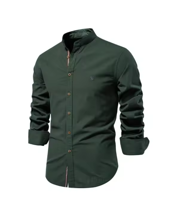 Camisas de Negocios para Hombres Primavera-Verano Moda Japonesa Casual de Algodón y Lino - 1