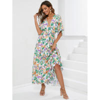 NOVEDAD DE VERANO 2025, manga de murciélago para mujer, cintura en V profunda, estampado para vacaciones en la playa Ds - details 2