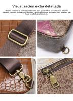 Bolso de pecho de cuero genuino de estilo étnico Niucunzh Bolso cruzado vintage para mujeres con capa superior de cuero de vaca y parches - details 6