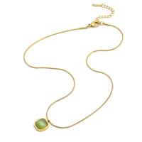 Boho chic collar titanio acero cubos de azúcar verde irregular cuadrado marca colgante versátil - details 3