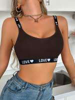 EasyFave Sujetador de punto con forma de corazón y letras para mujer - details 7
