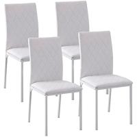 Juego de 4 Sillas de Comedor Tapizadas en Polipiel y Patas de Metal Sillas Modernas para Cocina Dormitorio Carga 120 kg 41x50x91 cm Blanco - details 0