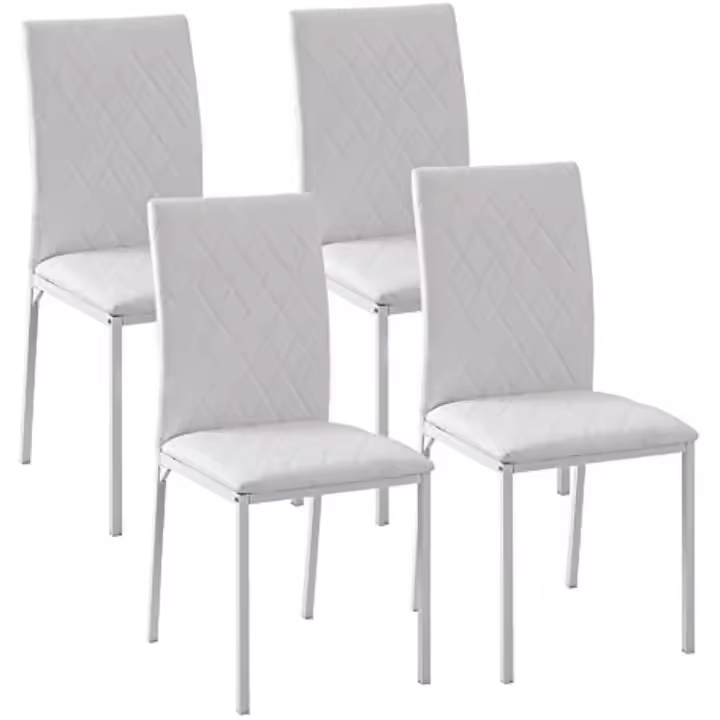 Juego de 4 Sillas de Comedor Tapizadas en Polipiel y Patas de Metal Sillas Modernas para Cocina Dormitorio Carga 120 kg 41x50x91 cm Blanco - 1